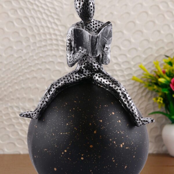 Men Sitting on Ball Showpiece for Home Decor Showpiece, Atlas Sculpture for Office Table Décor multicolour